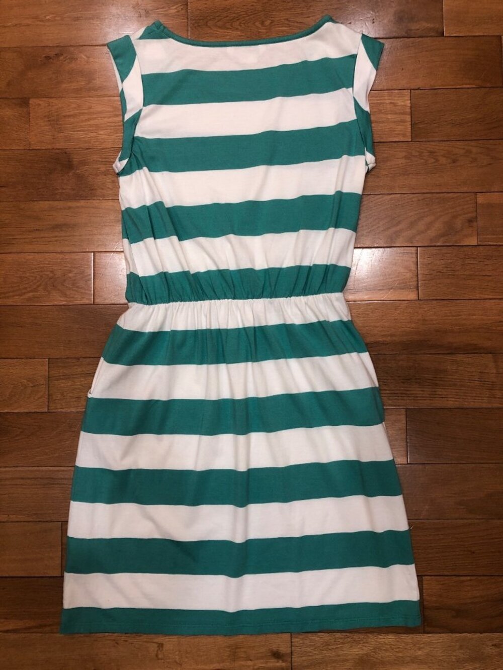 Boden Blackberry Dress Green & White Wide Stripe Lightweight Jersey Size 8R - Picture 6 of 10